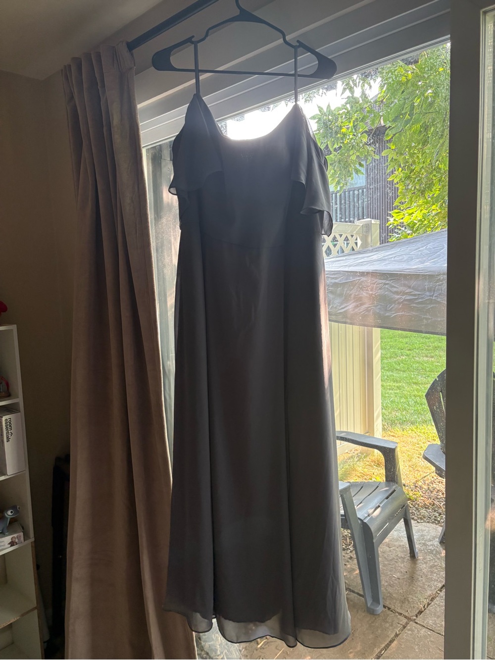 Off-Shoulder Gray Evening Dress